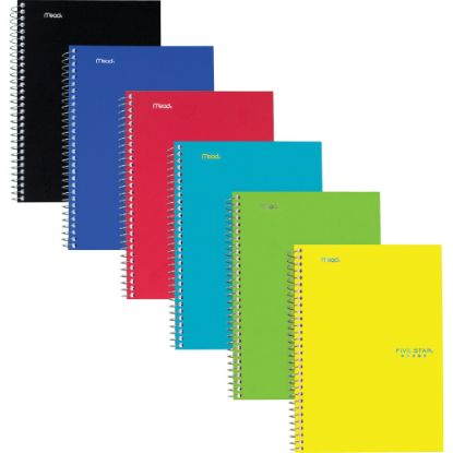 Picture of Mead Five Star Wire-Bound Notebooks, 9-1/2in x 6in, 2 Subject, College Ruled, 80 Sheets, Assorted Colors, Pack Of 6 Notebooks