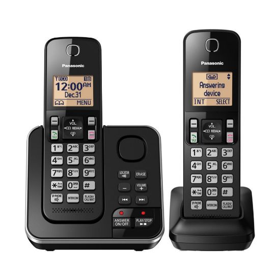 Picture of Panasonic DECT 6.0 Expandable Cordless Phone System With Answering Machine And 2 Handsets, KX-TGC362B