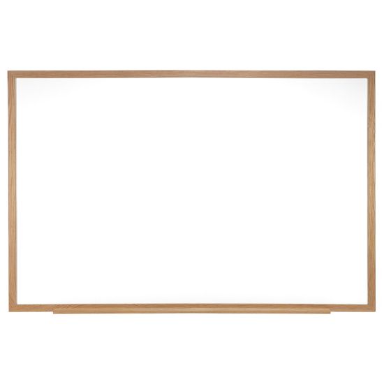 Picture of Ghent M2W Non-Magnetic Dry-Erase Whiteboard, Porcelain, 48 1/2in x 96 1/2in, Oak Wood Frame, Natural Finish