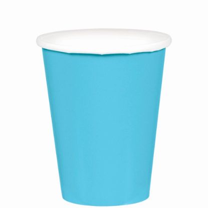 Picture of Amscan 68015 Solid Paper Cups, 9 Oz, Caribbean Blue, 20 Cups Per Pack, Case Of 6 Packs