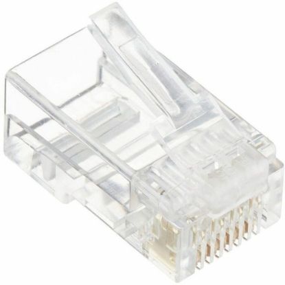 Picture of 4XEM 100 Pack Cat5E RJ45 Modular Ethernet Plugs for Stranded or Solid CAT5E Cable - 100 Pack Modular RJ45 Ethernet ends for Cat5E stranded or solid CAT5E cable - 1 x RJ-45 Male - Gold-plated Contacts