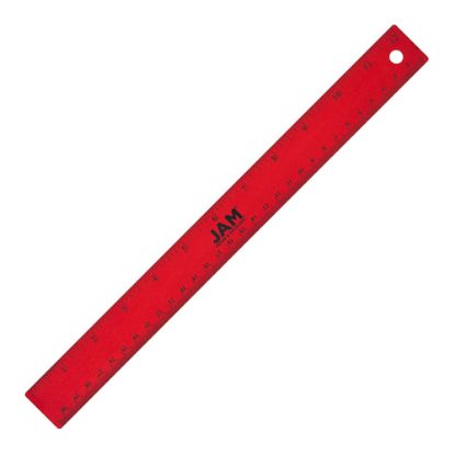 Picture of JAM Paper Non-Skid Stainless-Steel Ruler, 12in, Red