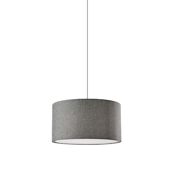 Picture of Adesso Harvest Large Drum Pendant Lamp, 20inW, Gray Shade/White Base