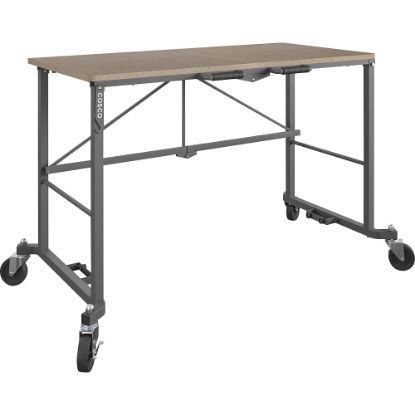 Picture of Cosco Smartfold Portable Work Desk Table - For - Table TopRectangle Top - Four Leg Base - 4 Legs - 350 lb Capacity x 51.40in Table Top Width x 26.50in Table Top Depth - 55.45in Height - Assembly Required - Brown - Steel