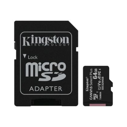 Picture of Kingston Canvas Select Plus SDCS2 64 GB Class 10/UHS-I (U1) microSDXC - 2 Pack - 100 MB/s Read - Lifetime Warranty