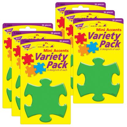 Picture of Trend Puzzle Pieces Mini Accents Variety Pack, Multicolor, 36 Pieces Per Pack, Set Of 6 Packs