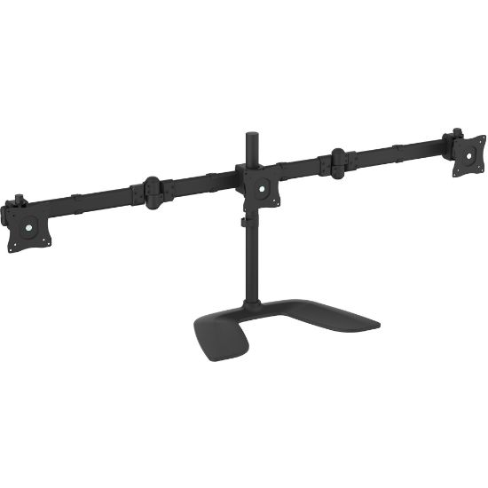 Picture of StarTech.com Triple Monitor Stand - Crossbar - Steel & Aluminum - For VESA Mount Monitors up to 27in - Computer Monitor Stand - 3 Monitor Arm - Up to 27in Screen Support - 52.80 lb Load Capacity - 18.2in Height x 11.8in Width - Desktop, Freestanding