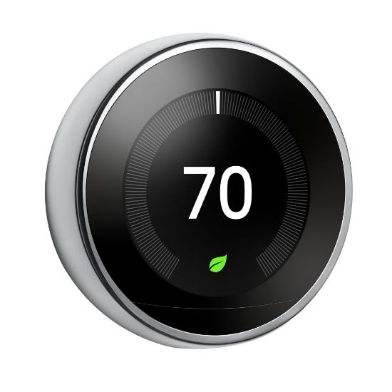 Picture of Google Nest Programmable Learning Thermostat With Temperature Sensor, 3rd Generation, Polished Steel