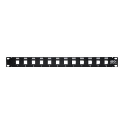 Picture of Tripp Lite 12-Port 1U Rack-Mount Unshielded Blank Keystone/Multimedia Patch Panel, RJ45 Ethernet, USB, HDMI, Cat5e/6 - Patch panel - black - 1U - 19in - 12 ports