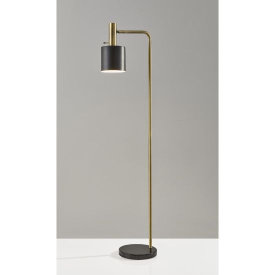 Picture of Adesso Emmett Floor Lamp, 61inH, Black Shade/Antique Brass And Black Base