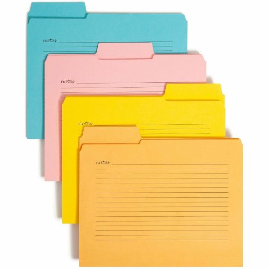 Picture of Smead SuperTab Notes Fastener Folder, Letter Size (8 1/2in x 11in), 1/3 Tab Cut, Assorted, Pack Of 24