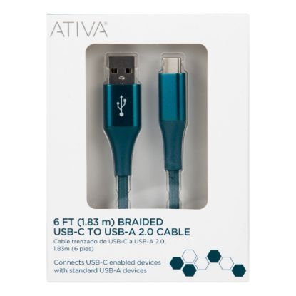 Picture of Ativa USB Type-C To USB Type-A Cable, 6ft, Emerald, 45398