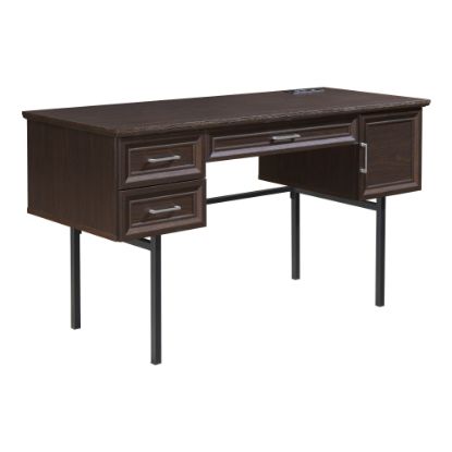 Picture of Office Star Jefferson 54inW Executive Computer Desk With Power And Lockdowel Fastening System, Espresso