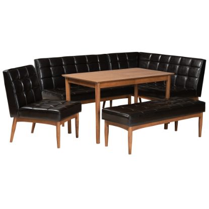 Picture of Baxton Studio Sanford 5-Piece Dining Nook Set, Dark Brown/Walnut