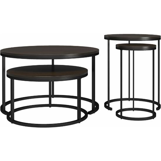 Picture of Ameriwood Home Clarine Nesting Coffee And End Table Bundle, Black/Espresso, Set Of 4 Tables