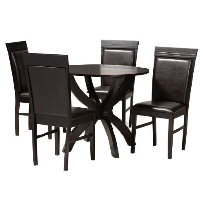 Picture of Baxton Studio Ancel Dining Set, 29-15/16inH x 35-7/16inW x 35-7/16inD, Dark Brown