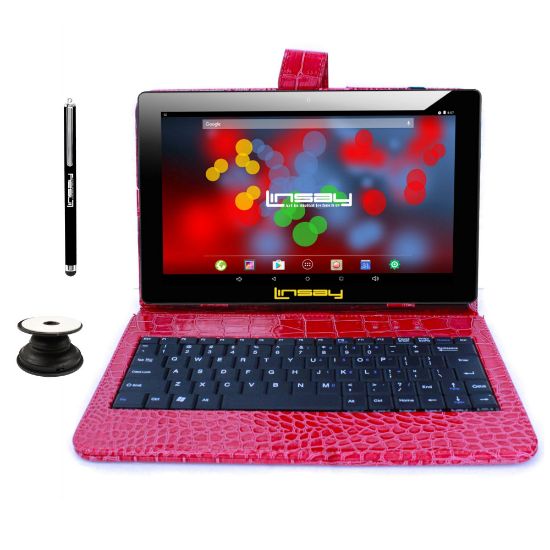 Picture of Linsay F10IPS Tablet, 10.1in Screen, 2GB Memory, 64GB Storage, Android 13, Red Crocodile