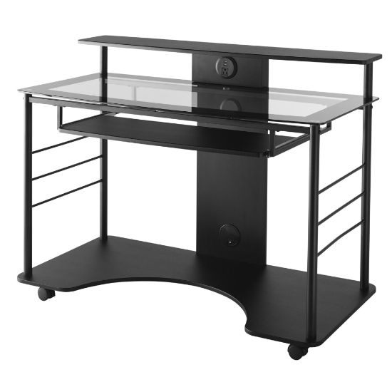 Picture of Realspace 47inW Mobile Tech Desk Workstation, 36-1/16inH x 47-1/4inW x 26inD, Black