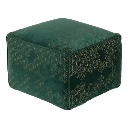 Picture of Anji Mountain Village Pouf Ottoman, Green/Gold