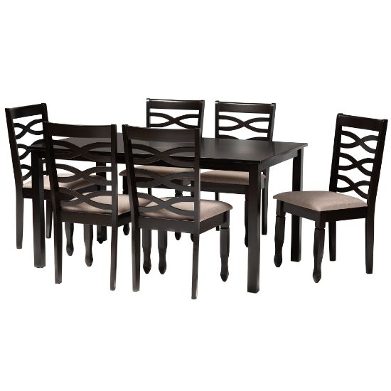 Picture of Baxton Studio Lanier Dining Set, 29-3/16inH x 59-1/16inW x 35-7/16inD, Sand/Dark Brown