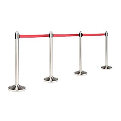 Picture of American Metalcraft Freestanding Stanchion, 48in x 84in, Brushed/Red