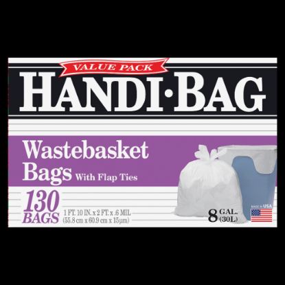 Picture of Draw N Tie 0.6-mil Handi Bag Waste Liners, 8 Gallons, 21-1/2in x 24in, White, Box Of 130