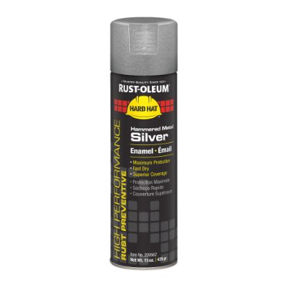 Picture of Rust-Oleum Hard Hat High Performance V2100 System Rust Preventive Enamel Hammered Finish Spray Paint, 15 Oz, Metal Silver, Case Of 6 Cans