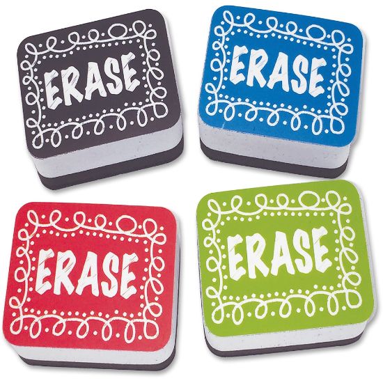 Picture of Ashley Chalk Design Mini Whiteboard Erasers, 2in x 1.25in, Multicolor, Pack Of 10