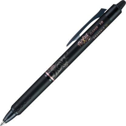 Picture of Pilot FriXion Ball Clicker Erasable Retractable Gel Pens, Pack of 12, Bold Point, 1.0 mm, Black Barrel, Black Ink