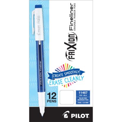 Picture of FriXion Fineliner Erasable Marker Pens - Fine Pen Point - 0.6 mm Pen Point Size - Blue Gel-based Ink - 1 Dozen