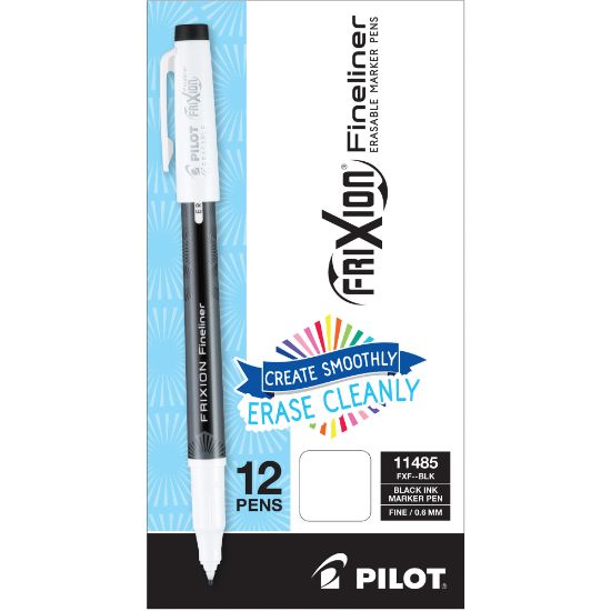 Picture of FriXion Fineliner Erasable Marker Pens - Fine Pen Point - 0.6 mm Pen Point Size - Black Gel-based Ink - 1 Dozen