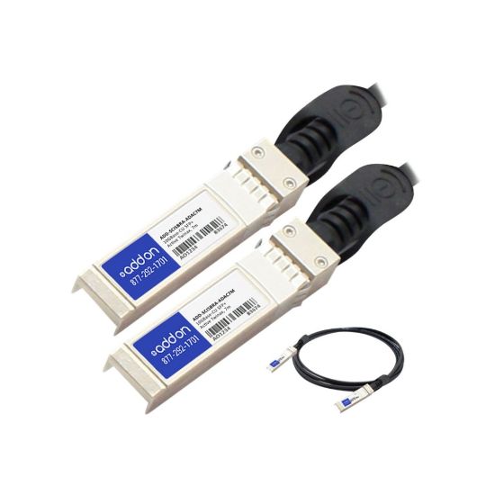 Picture of AddOn Cisco to Brocade Dual OEM Direct Attach - Direct attach cable - SFP+ to SFP+ - 23 ft - twinaxial - for Cisco 250 Series; Catalyst 2960, ESS9300; Nexus 93180, 9336, 9372; UCS 6140, C4200