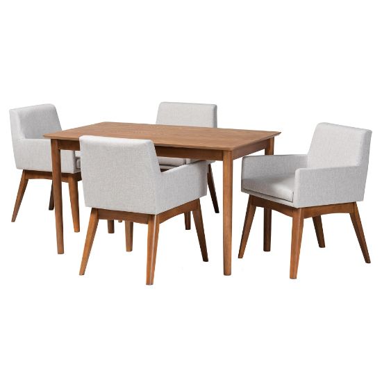 Picture of Baxton Studio Dorina 5-Piece Dining Set, Grayish Beige/Walnut