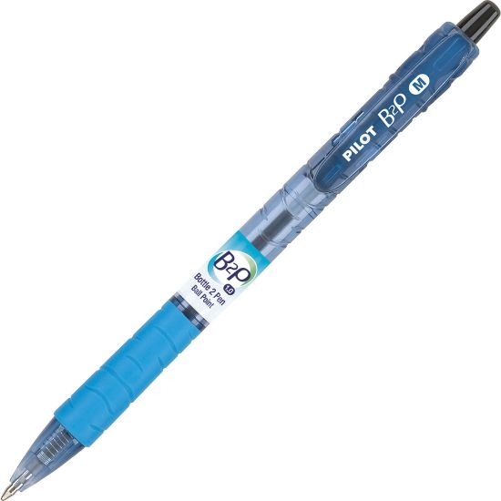 Picture of B2P Ballpoint Retractable Pens, Box Of 36, Medium Point, Black/Blue Barrel, Black/Blue Ink