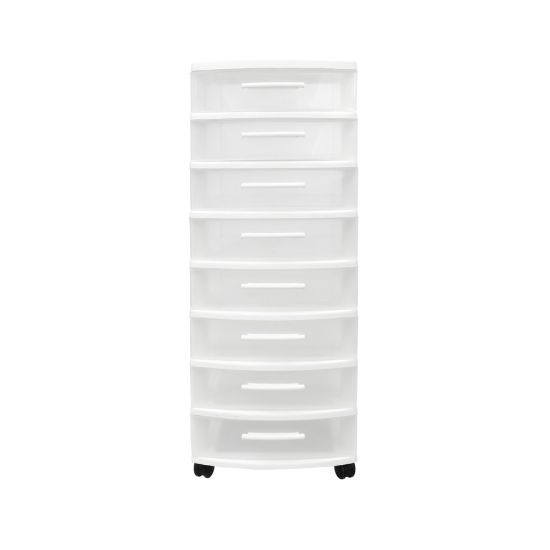 Picture of Inval 8-Drawer Storage Cabinet, 34-5/8in x 12-1/2in, Clear/White