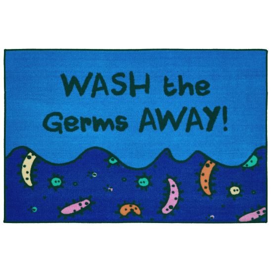 Picture of Carpets for Kids KID$Value Rugs Wash Away The Germs Rug, 3ft x 4 1/2ft , Blue