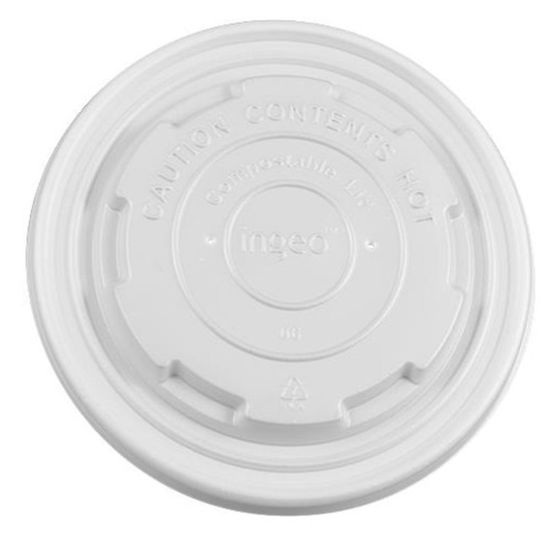 Picture of Karat Earth PLA Lids For 12-16 Oz Paper Food Containers, White, Case Of 500 Lids