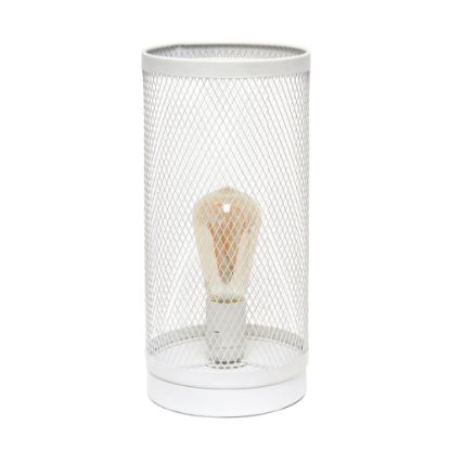 Picture of Simple Designs Cylindrical Mesh Table Lamp, 12-3/4inH, White