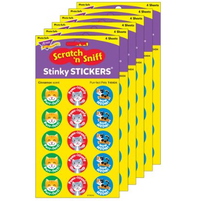 Picture of Trend Stinky Stickers, Purr-fect Pets/Cinnamon, 60 Stickers Per Pack, Set Of 6 Packs