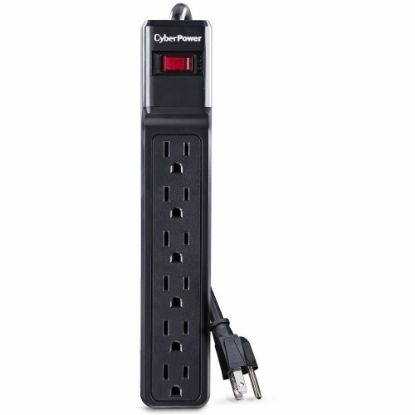 Picture of CyberPower CSB6012 Essential 6 - Outlet Surge with 1200 J - Clamping Voltage 800V, 12 ft, NEMA 5-15P, Straight, 15 Amp, EMI/RFI Filtration, Black, Lifetime Warranty