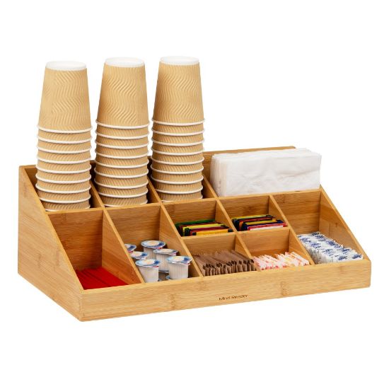 Picture of Mind Reader Bali Collection COMORGBM-BRN 6-Compartment 2-Tier Condiment Organizer, 11-3/4inH x 6-3/4inW x 13-109/8inD, Brown