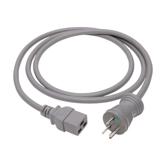 Picture of Eaton Tripp Lite Series Hospital-Grade Power Cord, NEMA 6-15P to C19 - Heavy-Duty, Green Dot, 15A, 250V, 14 AWG, 6 ft. (1.83 m), Gray - Power extension cable - NEMA 6-15P (P) to IEC 60320 C19 - AC 100-250 V - 15 A - 6 ft - molded - gray