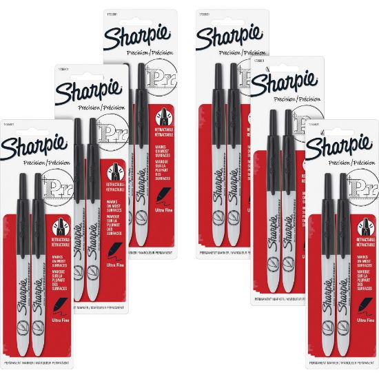 Picture of Sharpie Retractable Ultra-Fine Point Permanent Markers - Ultra Fine Marker Point - Retractable - 12 / Box