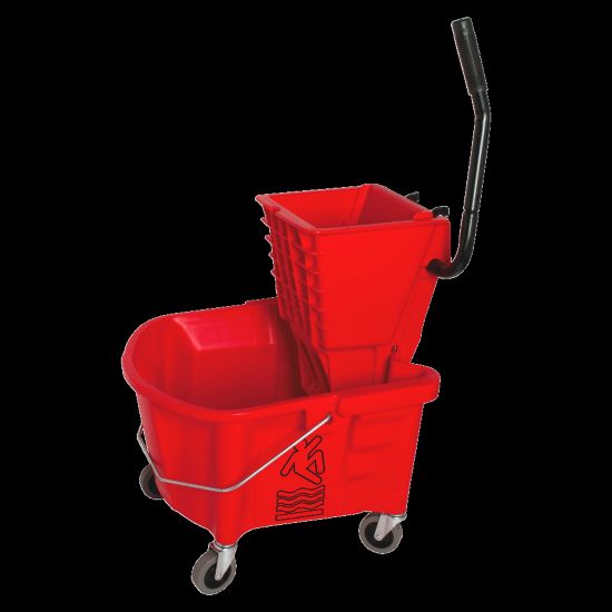 Picture of Genuine Joe Mop Bucket And Wringer Combination, 26 Quarts, Red