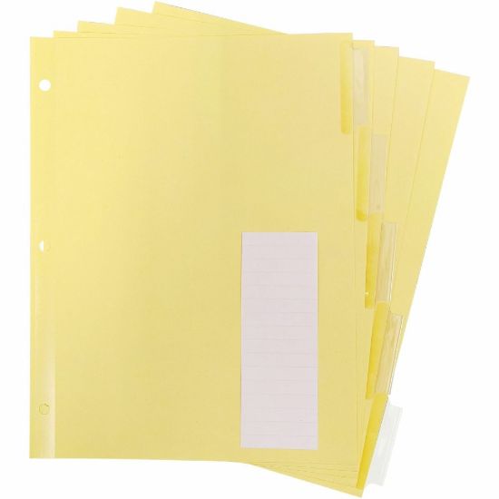 Picture of Business Source Buff Stock Ring Binder Indexes - 5 x Divider(s) - Blank Tab(s) - 5 Tab(s)/Set2in Tab Width - 8.5in Divider Width x 11in Divider Length - Letter - 3 Hole Punched - Buff Buff Paper Divider - Clear Tab(s)