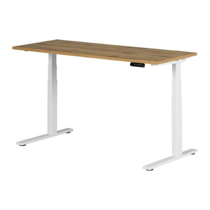 Picture of South Shore Ezra Electric Adjustable-Height Standing Desk, 48-3/4inH x 59-1/2inW x 27-1/2inD, Nordik Oak/White