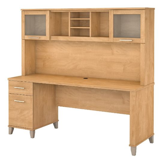 Picture of Bush Furniture Somerset Office Desk With Hutch, 72inW, Maple Cross, Standard Delivery