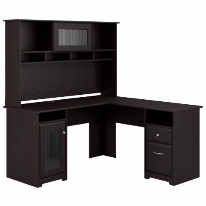 Picture of Bush Furniture Cabot L Shaped Desk With Hutch, Espresso Oak, Standard Delivery