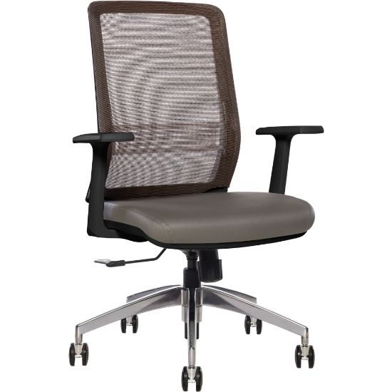 Picture of Sinfonia Sing Ergonomic Mesh/Fabric Mid-Back Task Chair With Antimicrobial Protection, Fixed T-Arms, Copper/Gray/Black