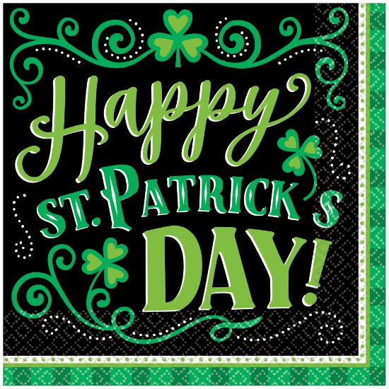 Picture of Amscan 711732 Clover Me Lucky St. Patricks Day Lunch Napkins, 6-1/2in x 6-1/2in, Green, Pack Of 125 Napkins